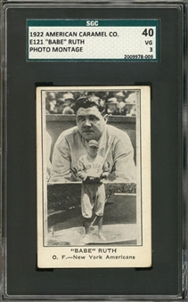 1922 E121 American Caramel "Series of 120" Babe Ruth, Photo Montage – SGC 40 VG 3